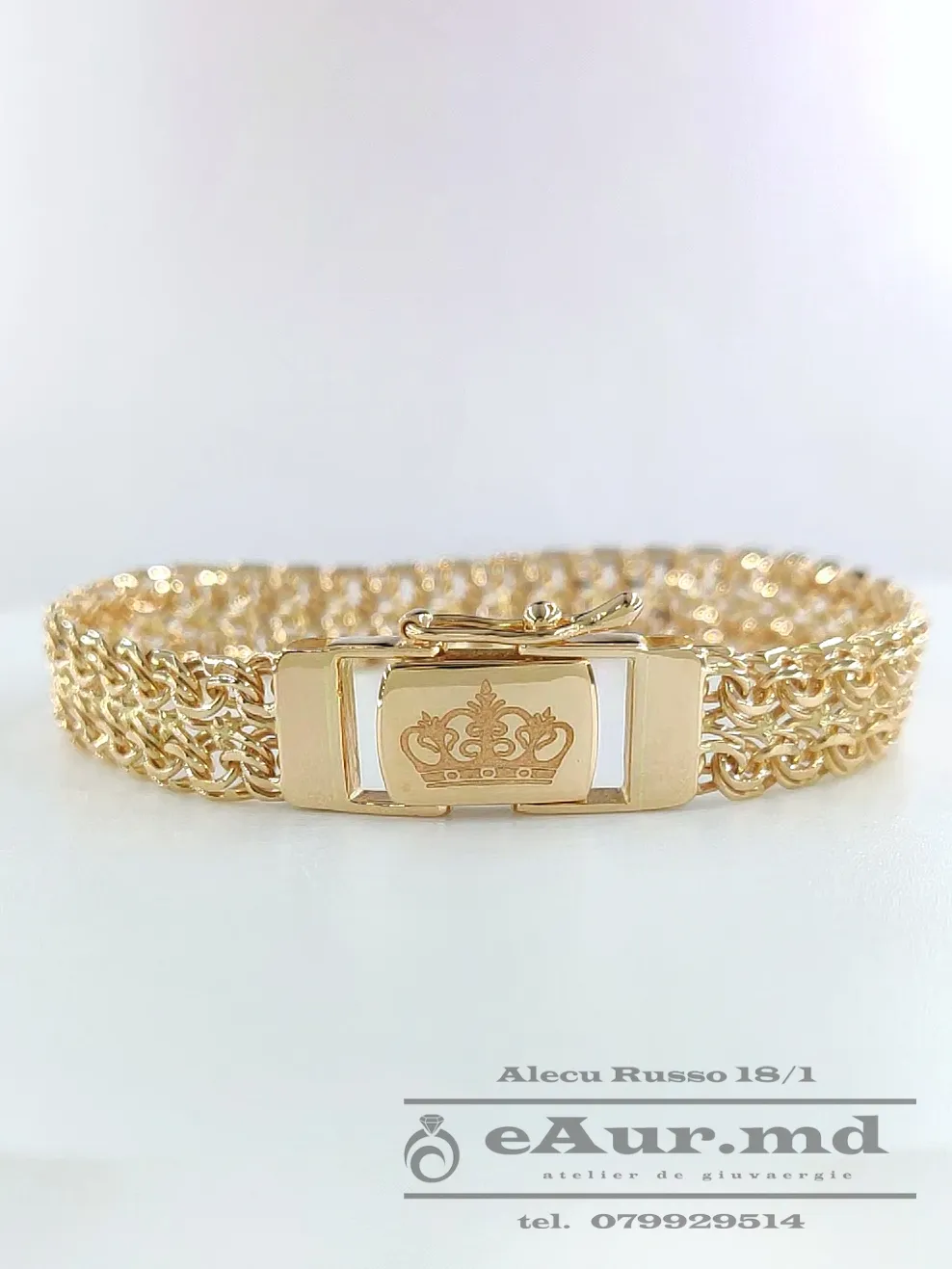 bratara din aur 585 model bismark in 2 rinduri la pret per gram accesibil confectionata in atelier in chisinau moldova