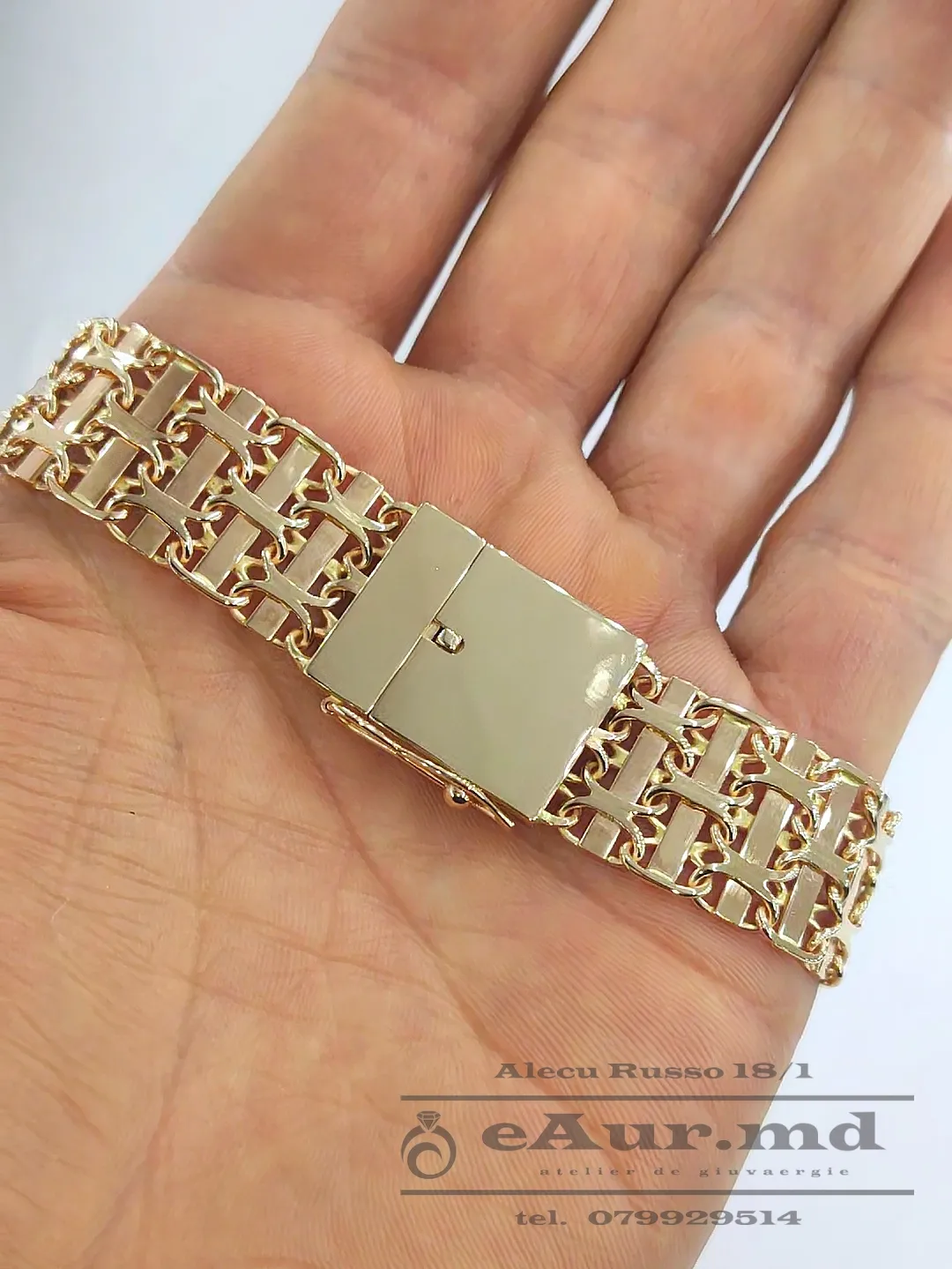 model de bratara iakari in 4 rinduri din aur 585 efectuata la comanda in atelier in chisinau moldova